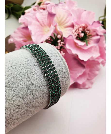 Bransoletka stal zielono srebrna