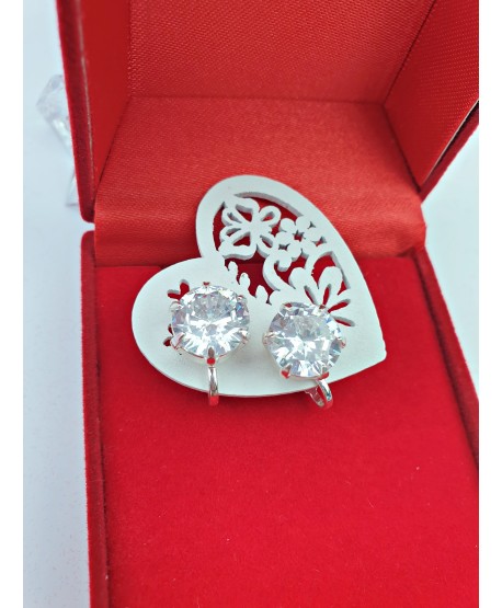 Klipsy srebrne z okrągłym kryształkiem