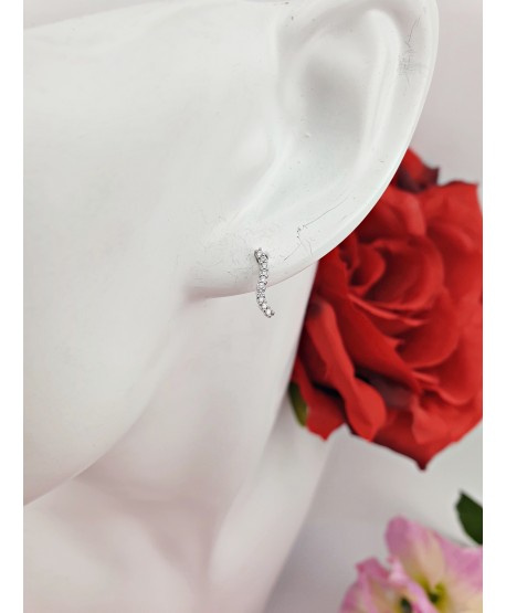 Kolczyki srebrne fale z kryształkami