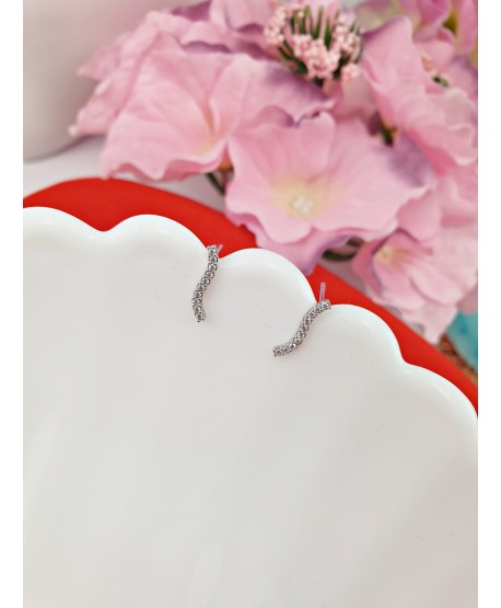 Kolczyki srebrne fale z kryształkami