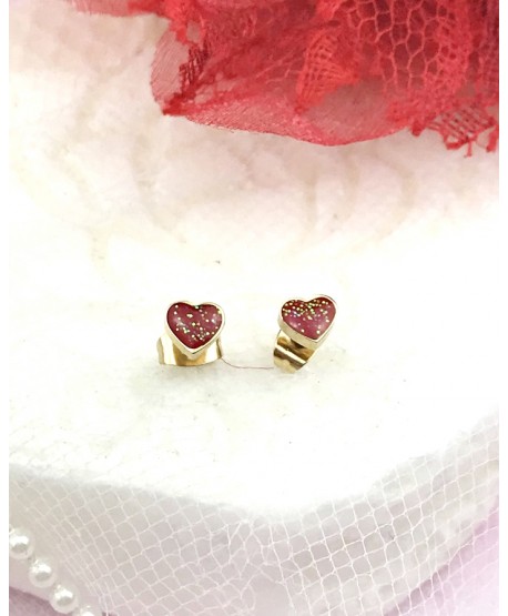 Kolczyki stal malutkie serduszka z brokatem