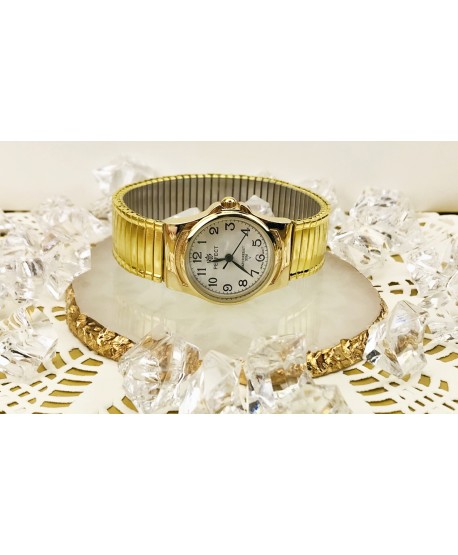 Zegarek na złotej bransolecie na gumce