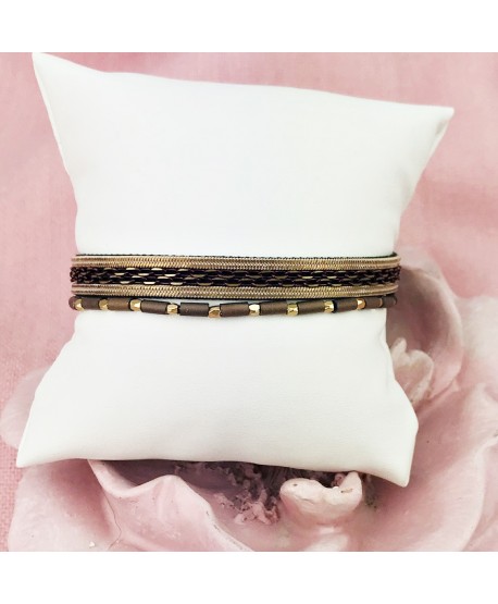 Bransoletka skórzana w odcieniach brązu