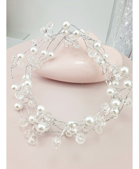 Ozdoba do włosów długie perły z kryształkami