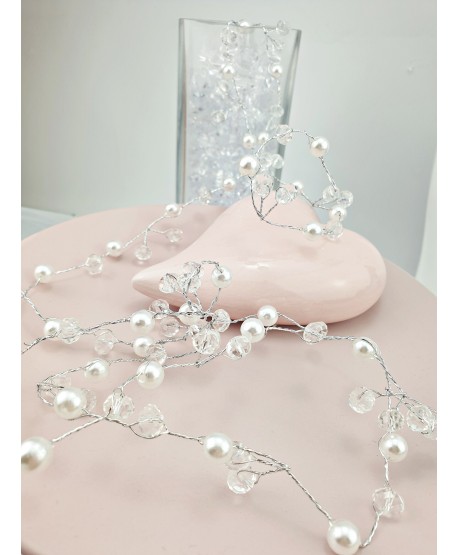 Ozdoba do włosów długie perły z kryształkami