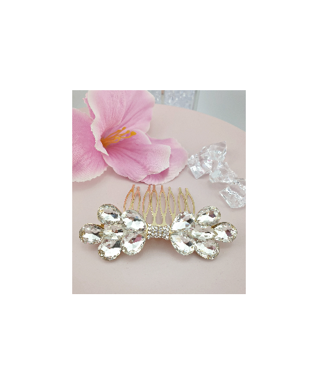 Grzebień ozdobny złota kokarda