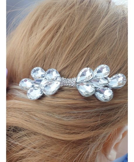 Grzebień ozdobny srebrna kokarda