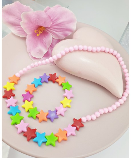 Komplet dziecięcy - naszyjnik i bransoletka z gwiazdkami
