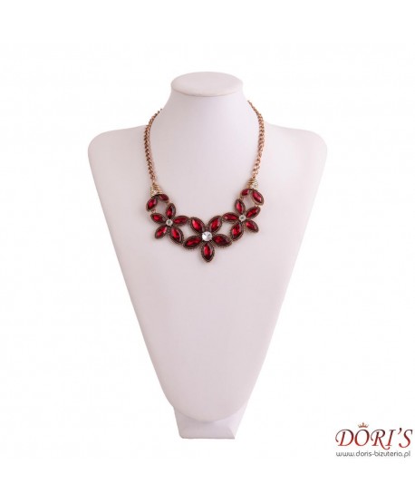 Naszyjnik czerwone kwiaty