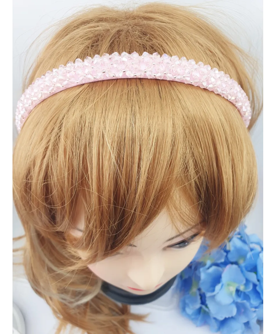 Opaski do włosów ozdobne z fasetowanych koralików