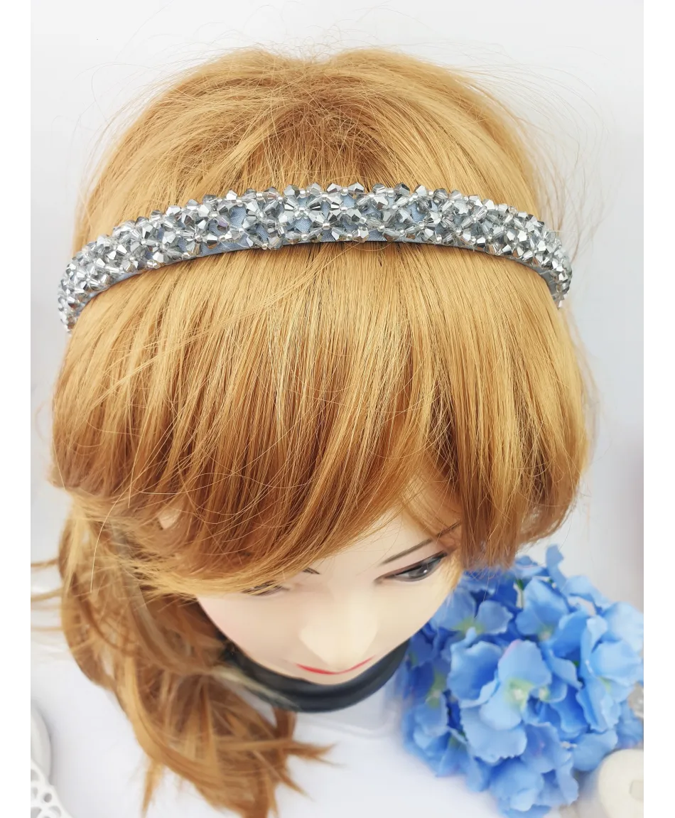 Opaski do włosów ozdobne z fasetowanych koralików