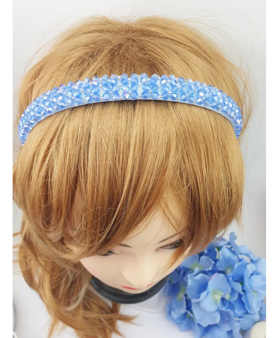 Opaski do włosów ozdobne z fasetowanych koralików