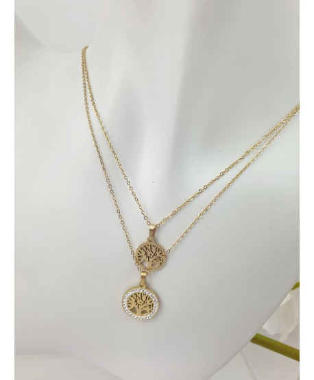 Naszyjnik kaskadowy stal drzewka szczęścia