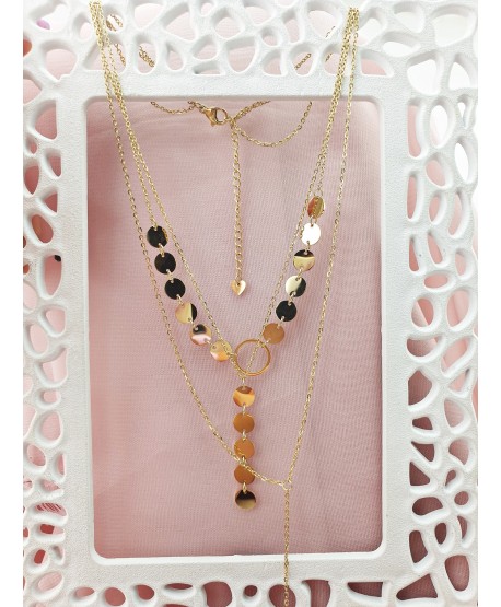 Naszyjnik kaskadowy z krawatką stal złoty