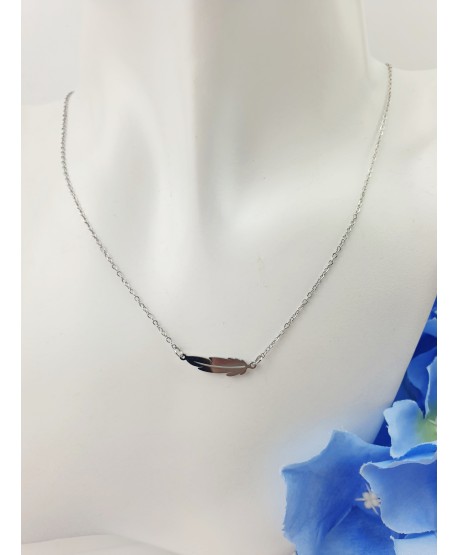 Naszyjnik stal srebrne piórko