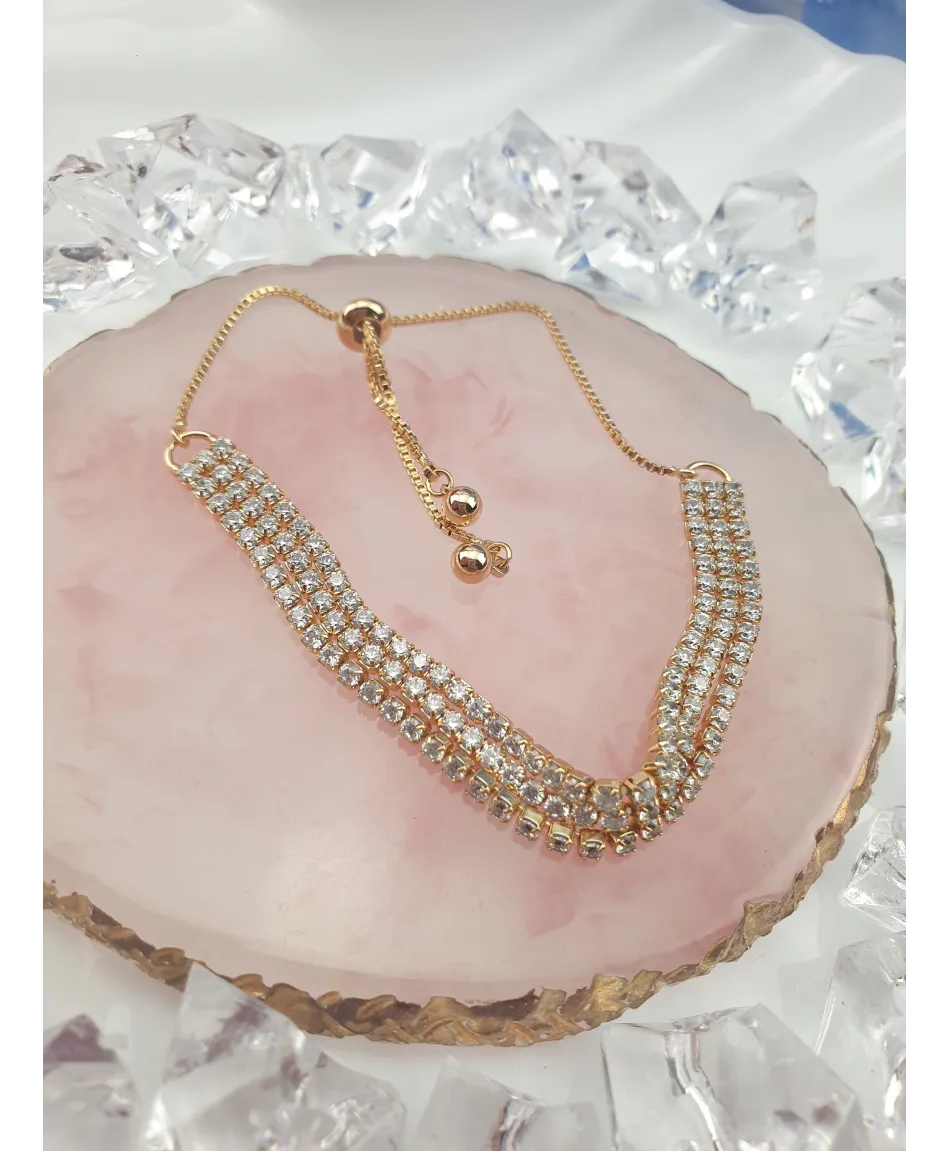 Bransoletka stal złote dżety ściągane