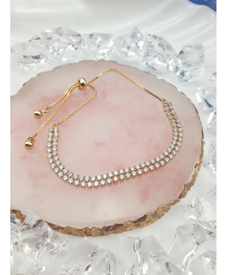 Bransoletka stal złote dżety ściągane