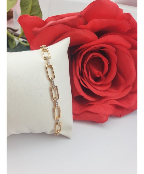 Bransoletka stal złocona prostokąty