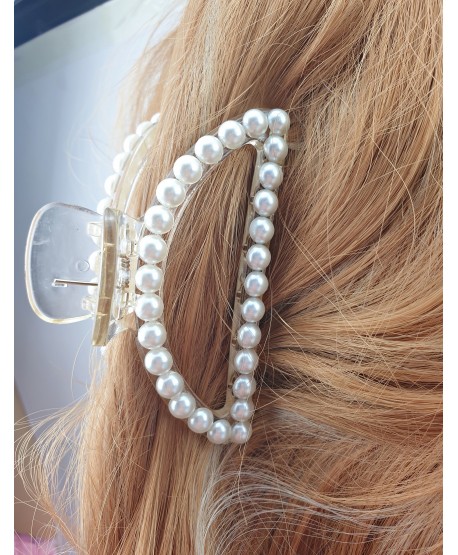 Spinka klamra/szczęka przezroczysta z perełkami