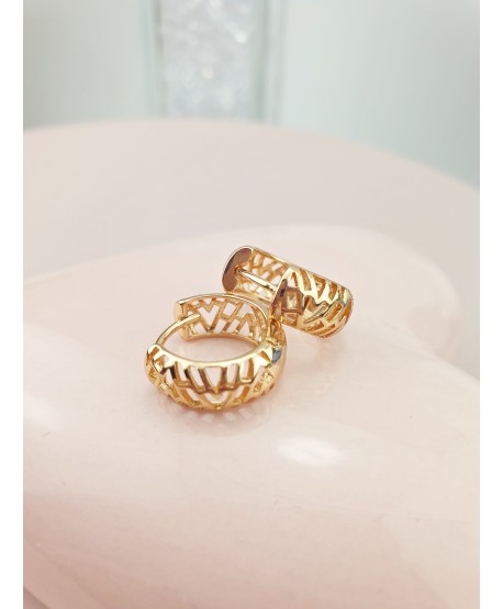 Kolczyki złote stal ażurowe kółeczka