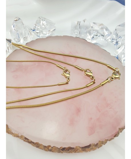 Łańcuszki stal złote 45 cm trzy modele do wyboru