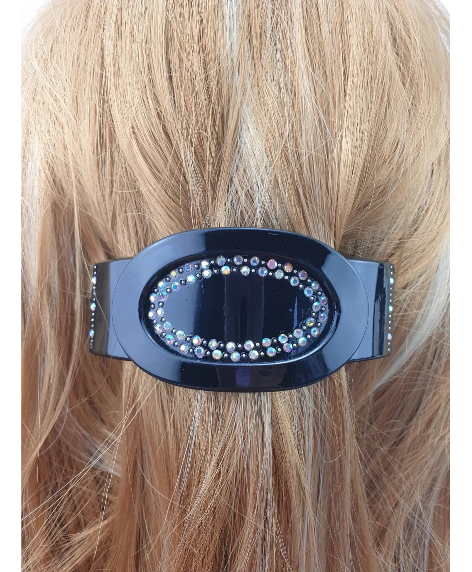 Spinka automatyczna czarna z opalizującymi dżetami cztery wzory