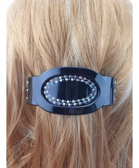 Spinka automatyczna czarna z opalizującymi dżetami cztery wzory