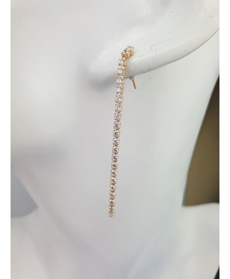 Kolczyki złote stal wiszące dżety jednorzędowe