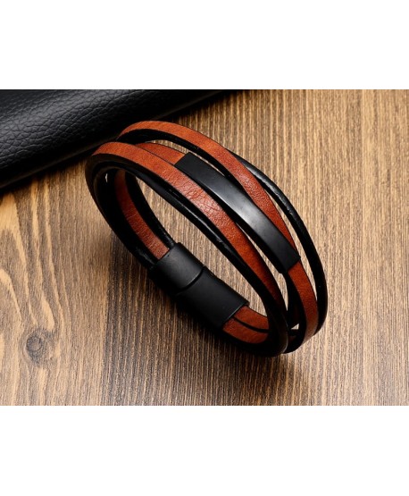 Bransoletka męska czarno brązowa