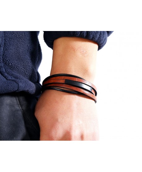 Bransoletka męska czarno brązowa