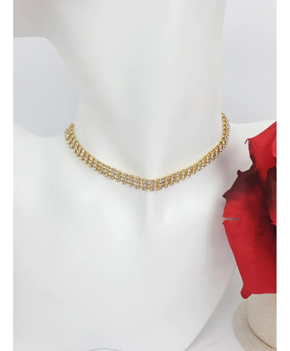 Choker złoty dżetowy