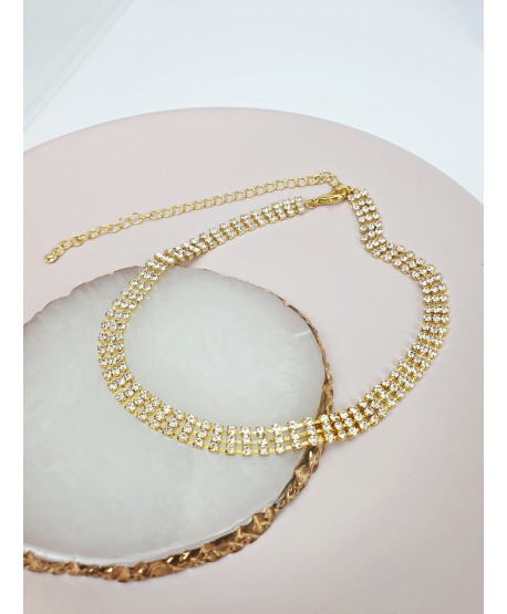 Choker złoty dżetowy