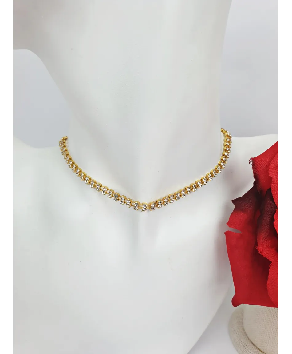 Choker złoty dżetowy