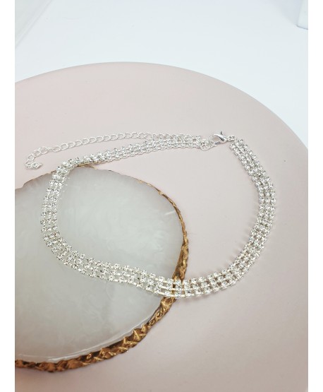 Choker dżetowy srebrny