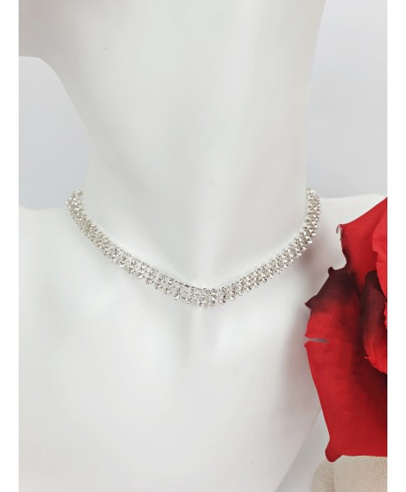 Choker dżetowy srebrny