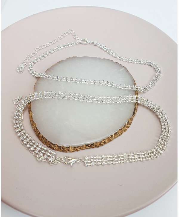 Choker dżetowy srebrny