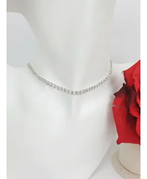 Choker dżetowy srebrny