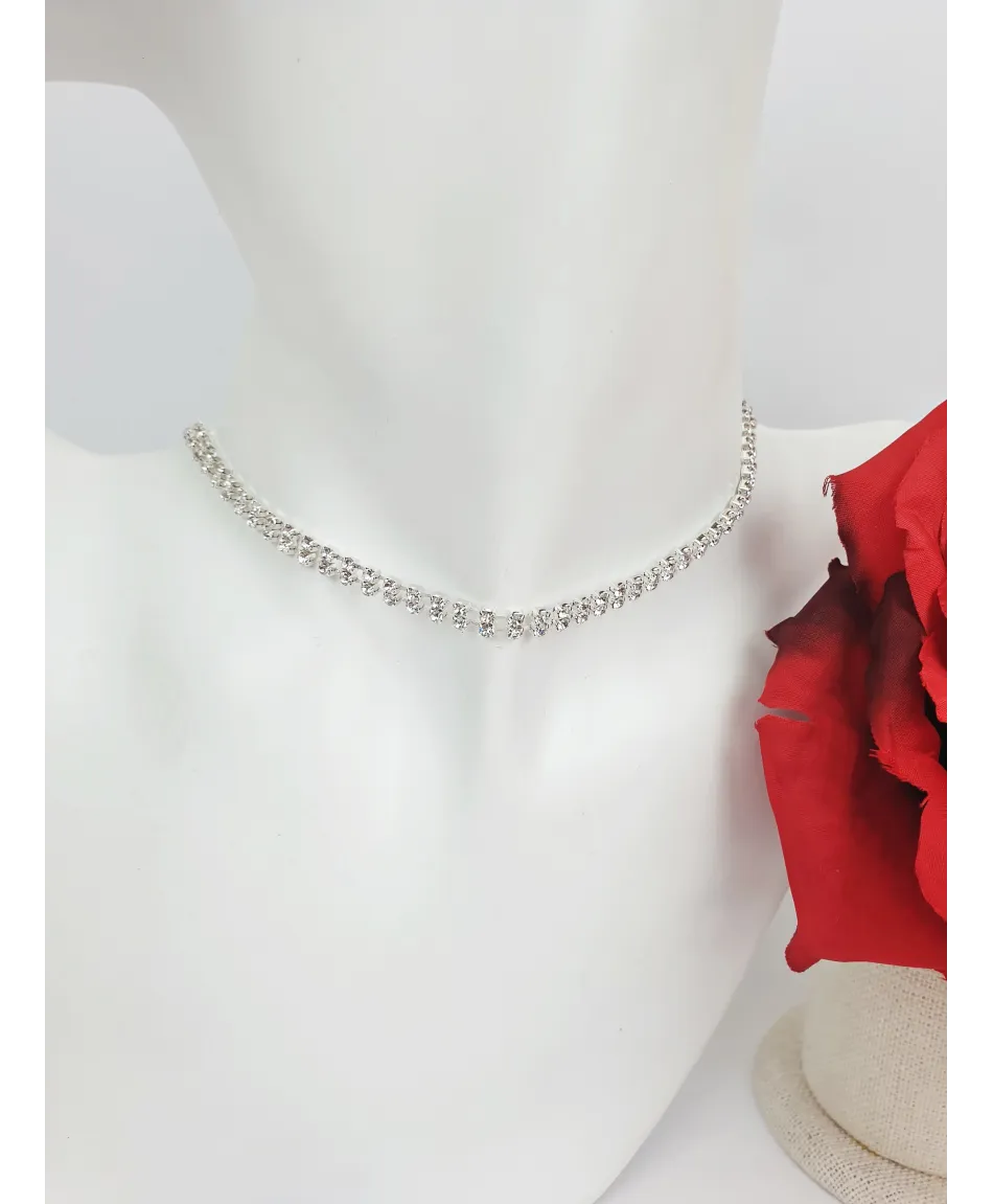 Choker dżetowy srebrny