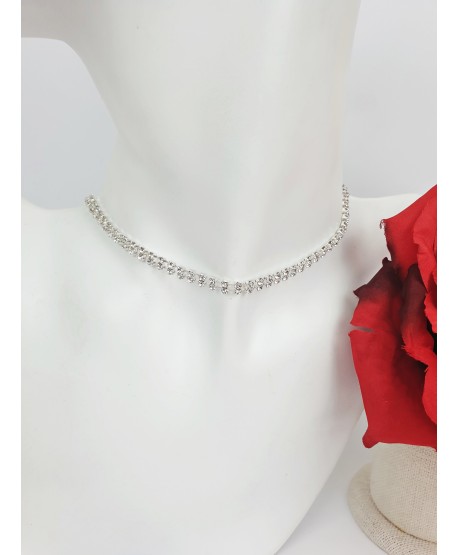 Choker dżetowy srebrny