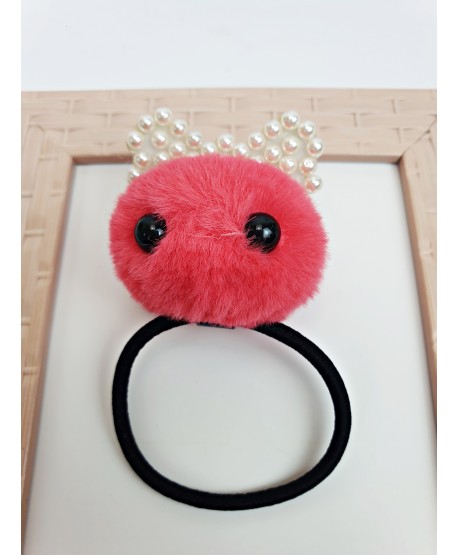 Gumka z pomponem i kokardą z perełek