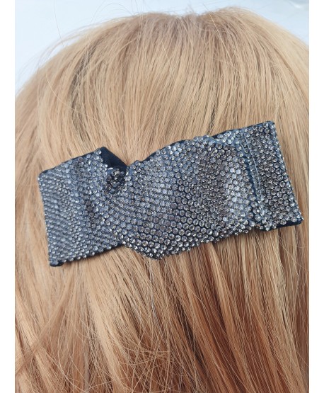 Spinka ozdobna pyk czarna z szarymi dżecikami