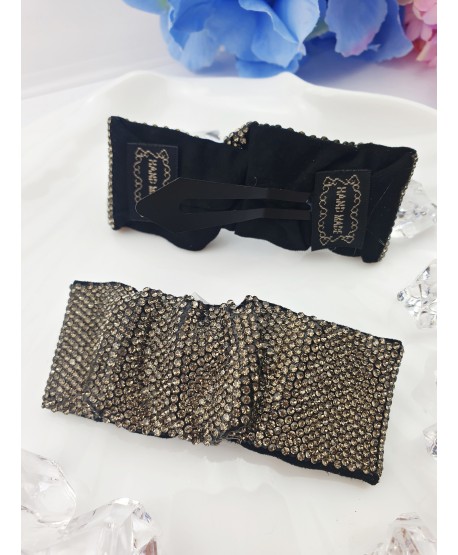 Spinka ozdobna pyk czarna z szarymi dżecikami