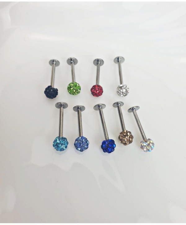 Labret z kolorowymi kulkami shamballa Labret z kolorowymi kulkami shamballa