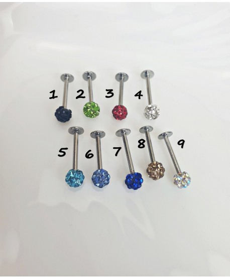 Labret z kolorowymi kulkami shamballa