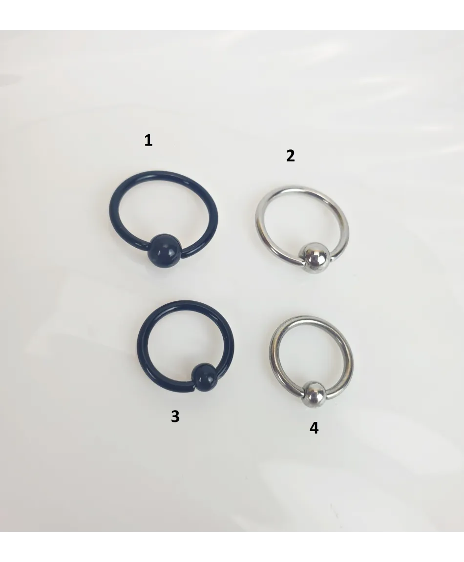 Kółko z kulką dwa rozmiary czarne/srebrne stal