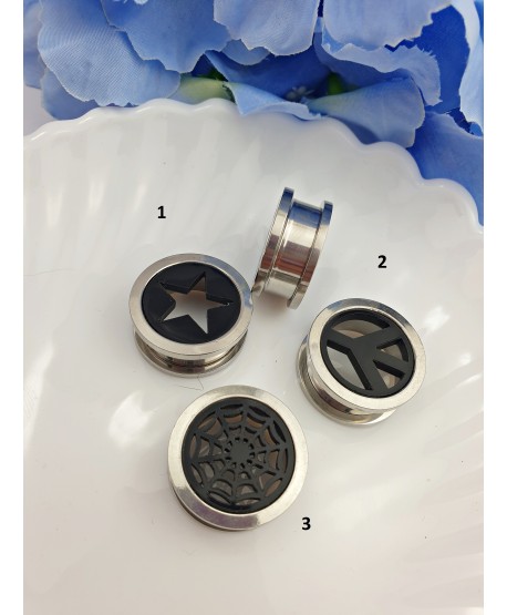 Tunele 20 mm czarna pajęczyna, pacyfka lub gwiazda