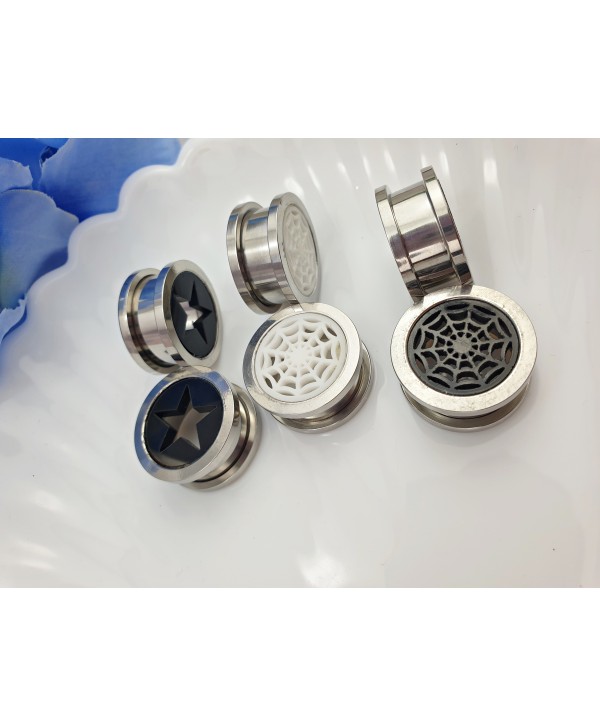 Tunele 18 mm czarna/biała pajęczyna lub gwiazda Tunele 18 mm czarna/biała pajęczyna lub gwiazda
