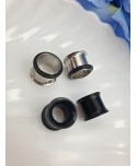 Tunele 12 mm czarny akryl/srebrny stal Tunele 12 mm czarny akryl/srebrny stal