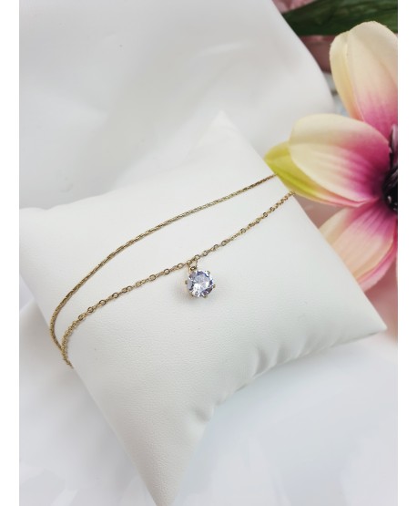 Bransoletka na kostkę stal z cyrkonią