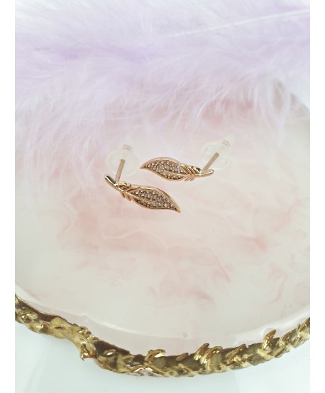 Kolczyki stal sztyfty cyrkoniowe listki